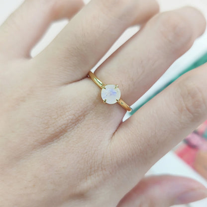 Moonstone crystal ring minimalist with a round moonstone moonstone boho ring gemstone ring