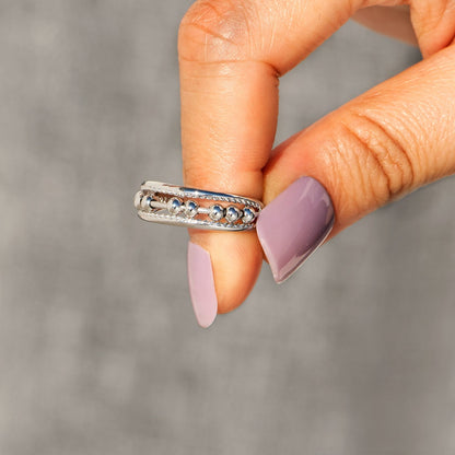 Anxiety relief ring with beads sterling silver