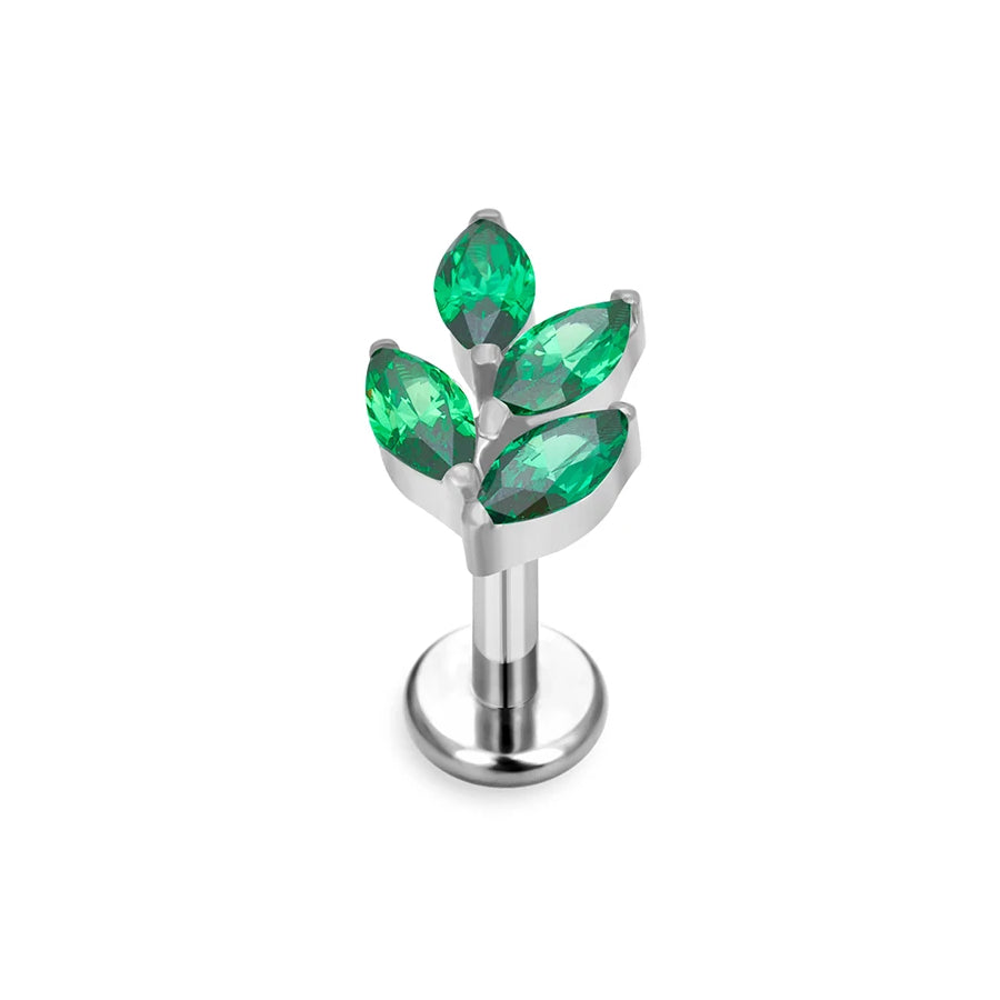 Forward helix stud 16G titanium leaf with CZ stones cute white pink green blue