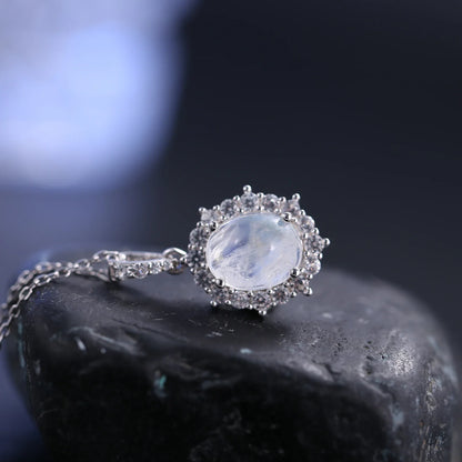 Vintage-style moonstone necklace sterling silver birthstone necklace