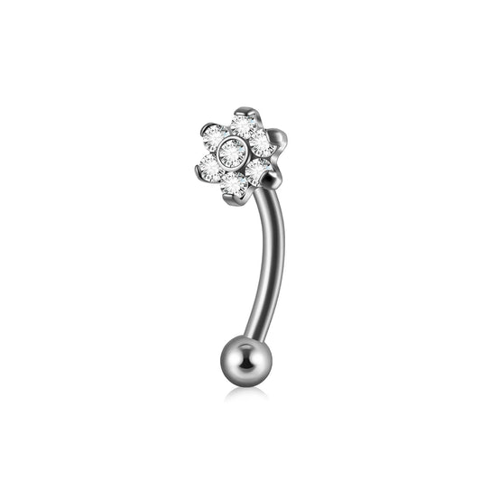 Clear vertical labret titanium curved barbell 16G