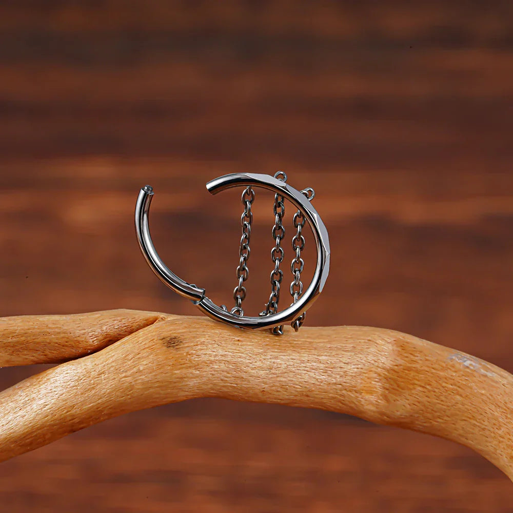 Conch ring with chains titanium 16G 10mm 12mm 8mm gold silver conch earring