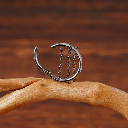 Conch ring with chains titanium 16G 10mm 12mm 8mm gold silver conch earring