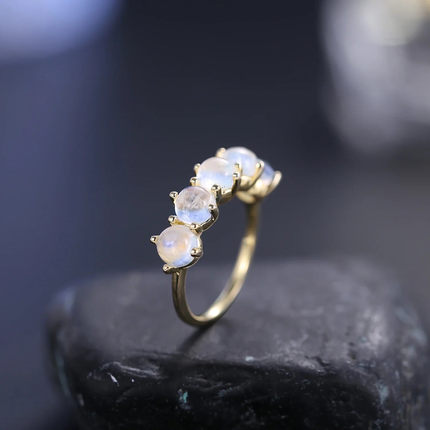 Moonstone band ring half eternity ring