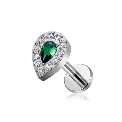 Feminine and classy medusa piercing with clear pink purple blue black diamond CZ titanium stud