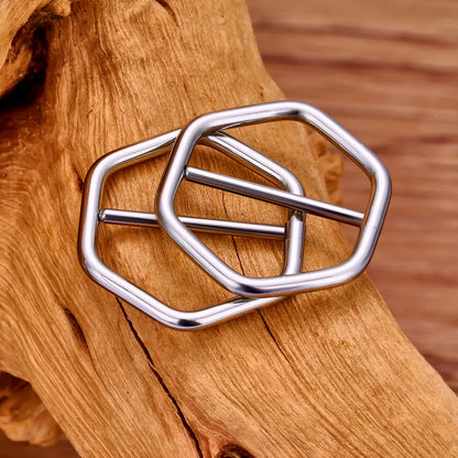 Hexagon nipple piercing titanium nipple ring very unique silver and gold 16G 14mm