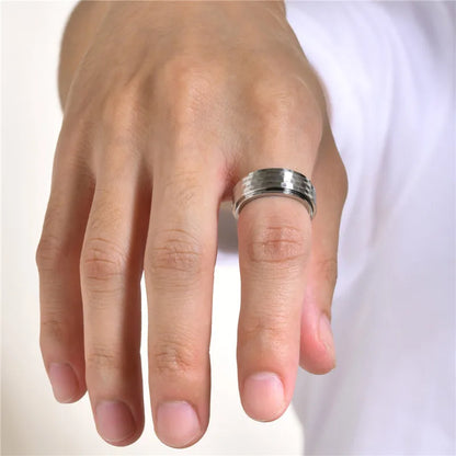 Black stainless steel spinner ring anxiety ring for men