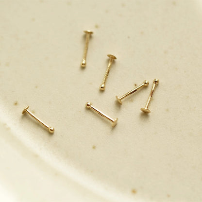Nose bone stud 14K gold tiny and minimalist