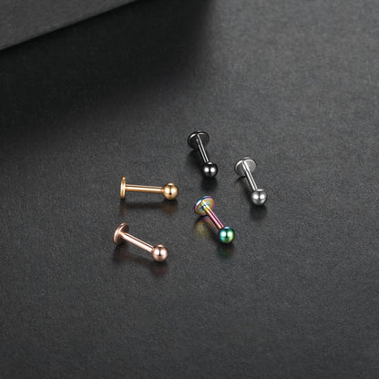 Flat back nose stud with a ball titanium