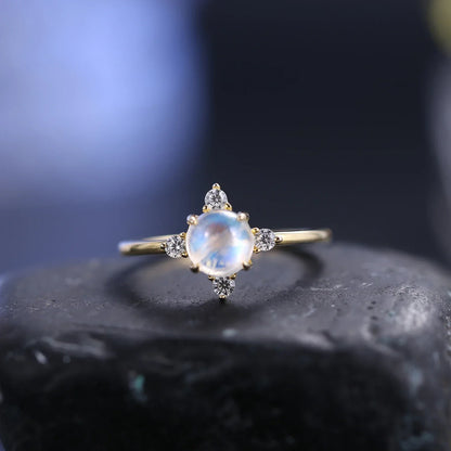 Gold moonstone ring moonstone stackable ring simple engagement ring