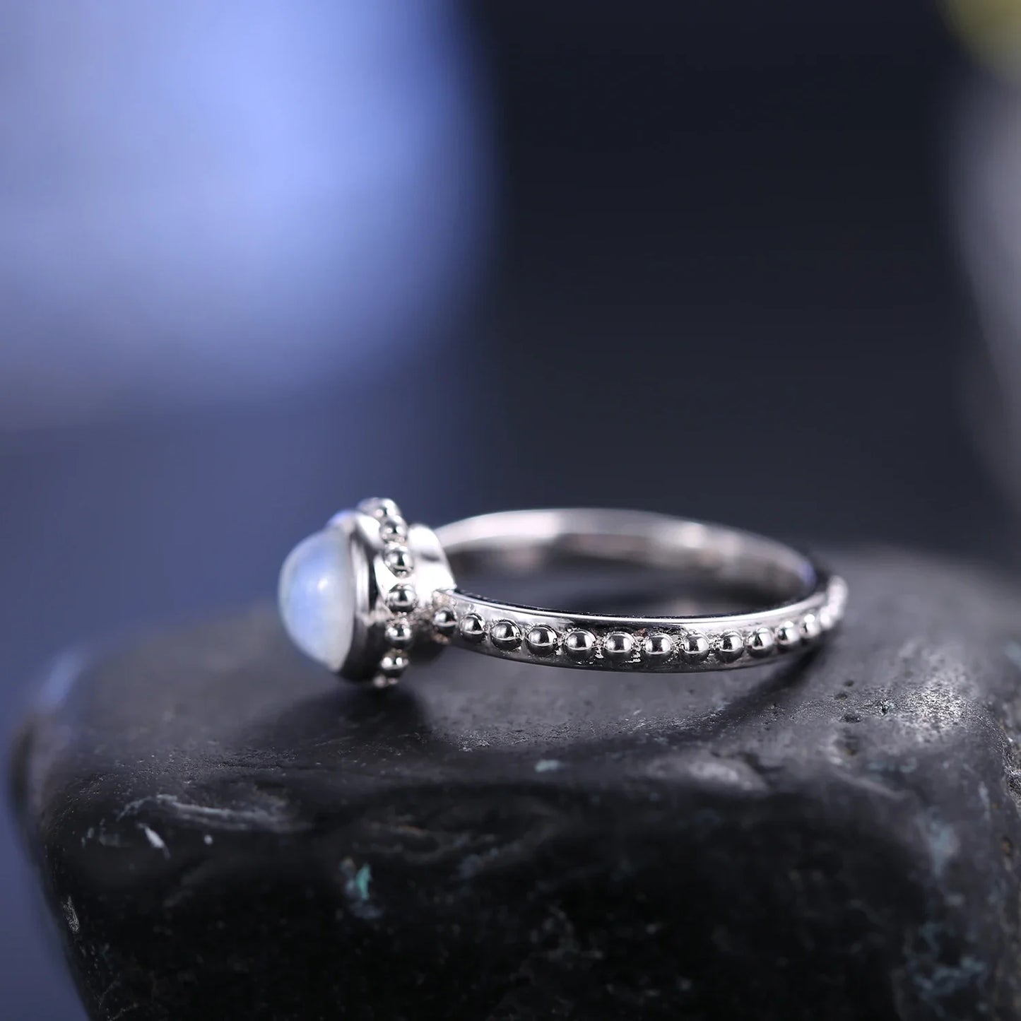 Raw moonstone ring dainty and tiny