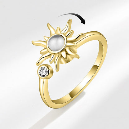 Fidget ring for anxiety with a sunflower sterling silver
