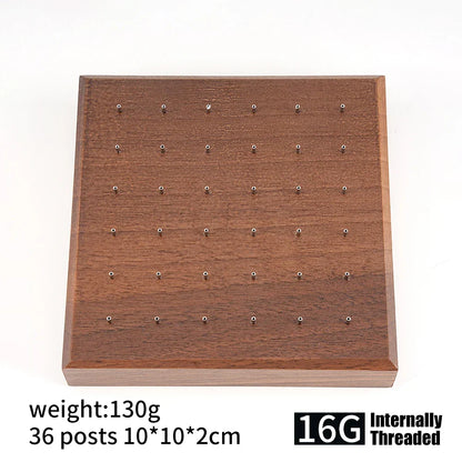 Stud earring stand made of black walnut wood nose stud lip stud display