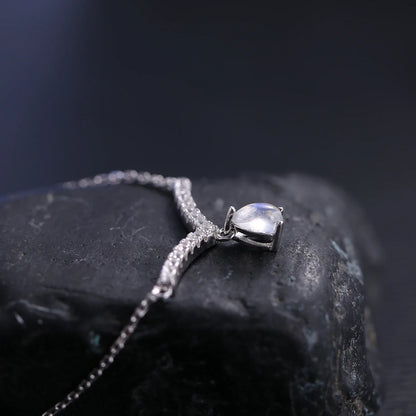 V-shape moonstone necklace curved bar necklace gift for her birthstone necklace