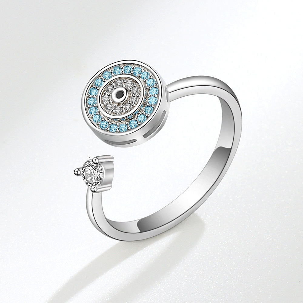 Worry ring with a Turkish evil eye sterling silver