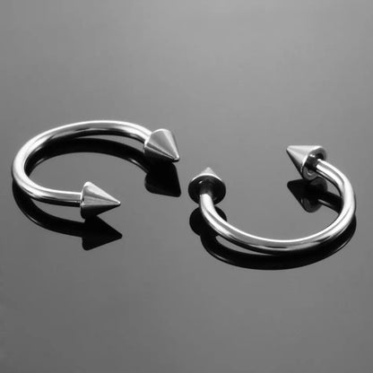 Half hoop nose ring with arrows horseshoe with spikes F136 titanium 16 gauge 8 mm