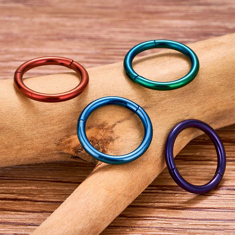 Hoop nose piercing red green purple blue ear piercing lip piercing titanium hinged segment clicker 16G 18G 20G