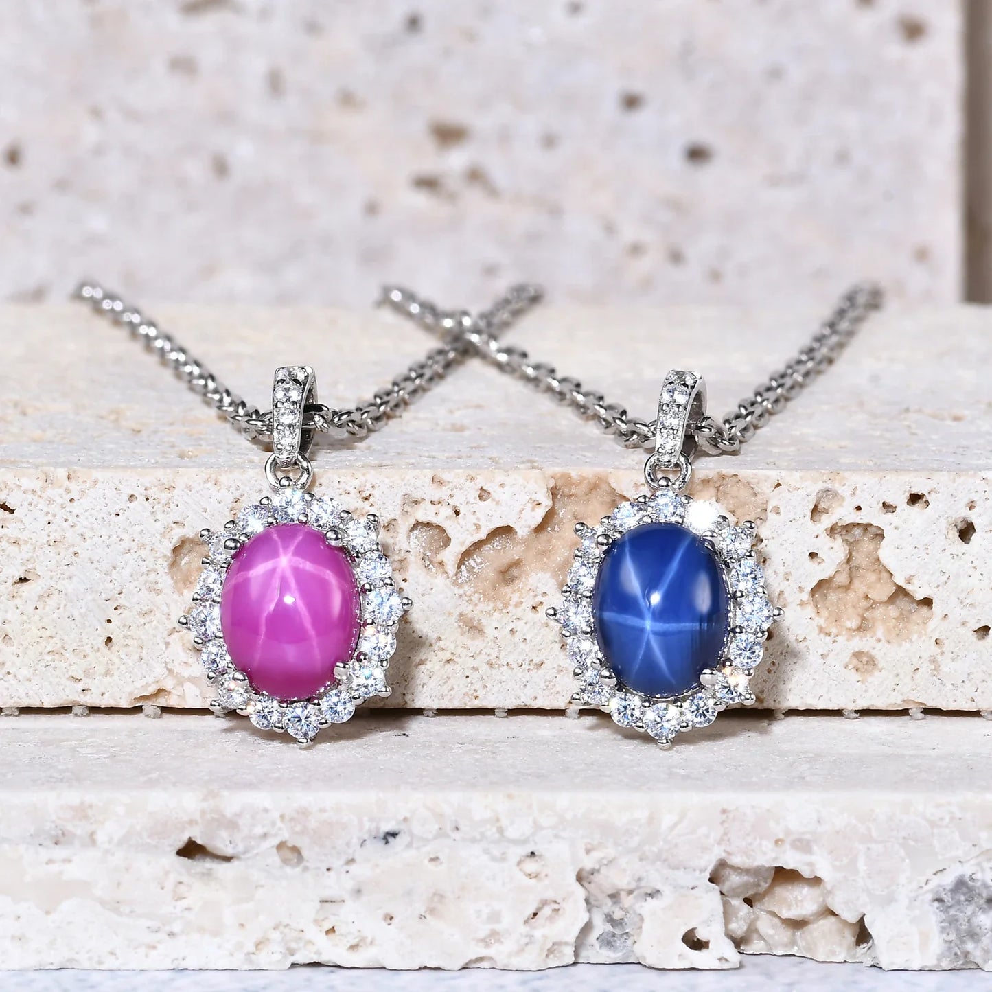 Star sapphire necklace lab-created vintage-style grandma necklace