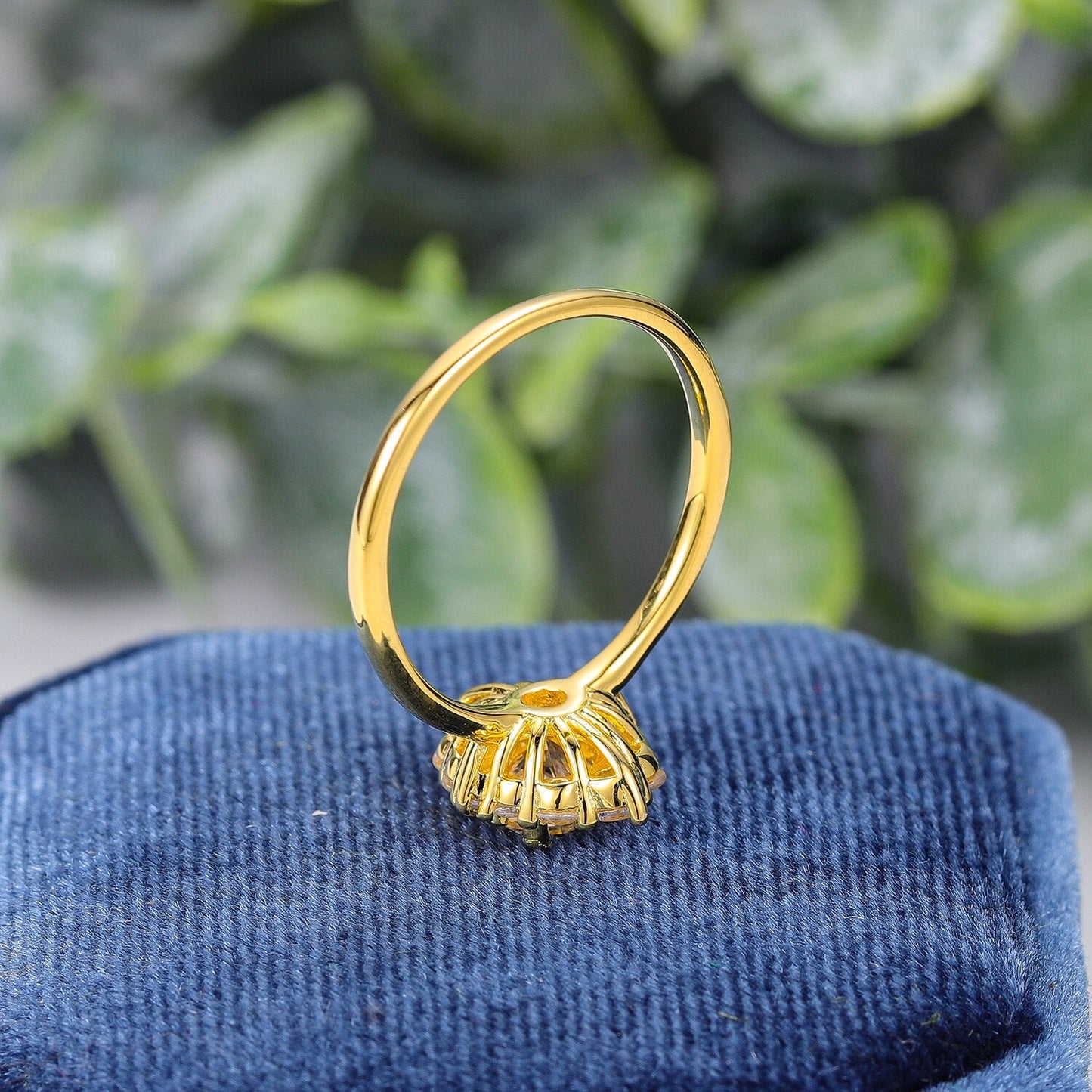 Moissanite solitaire ring halo setting round cut