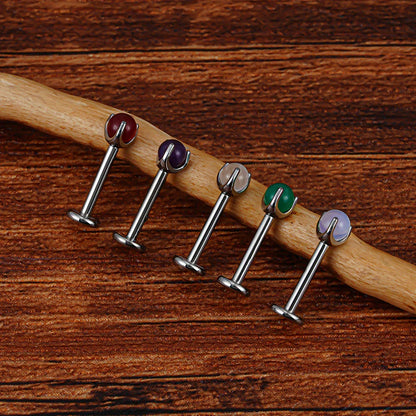 Tiny medusa piercing with natural semi-precious gemstones titanium lip stud nose stud ear stud