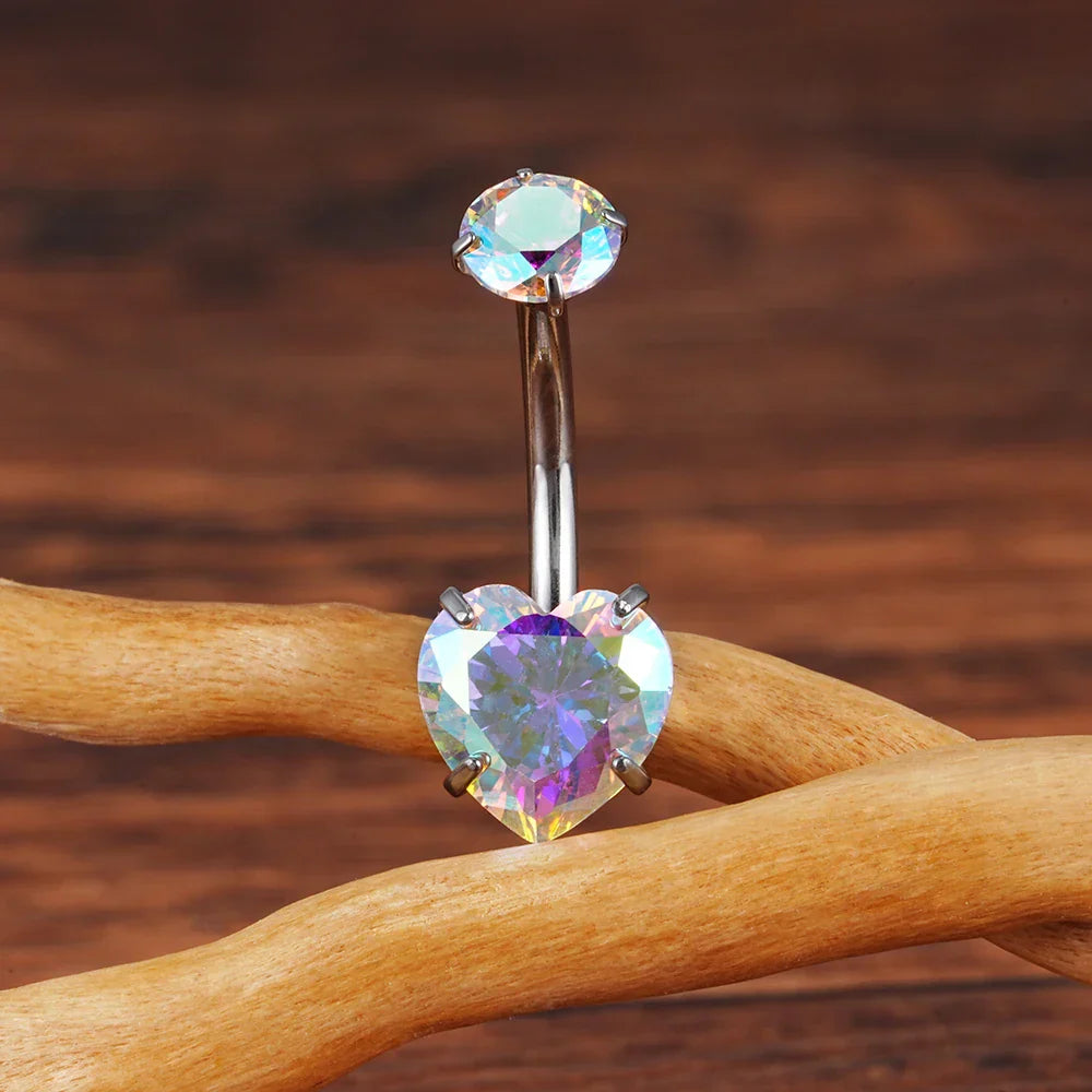 Heart belly ring titanium heart-shaped belly ring 14G heart belly piercing