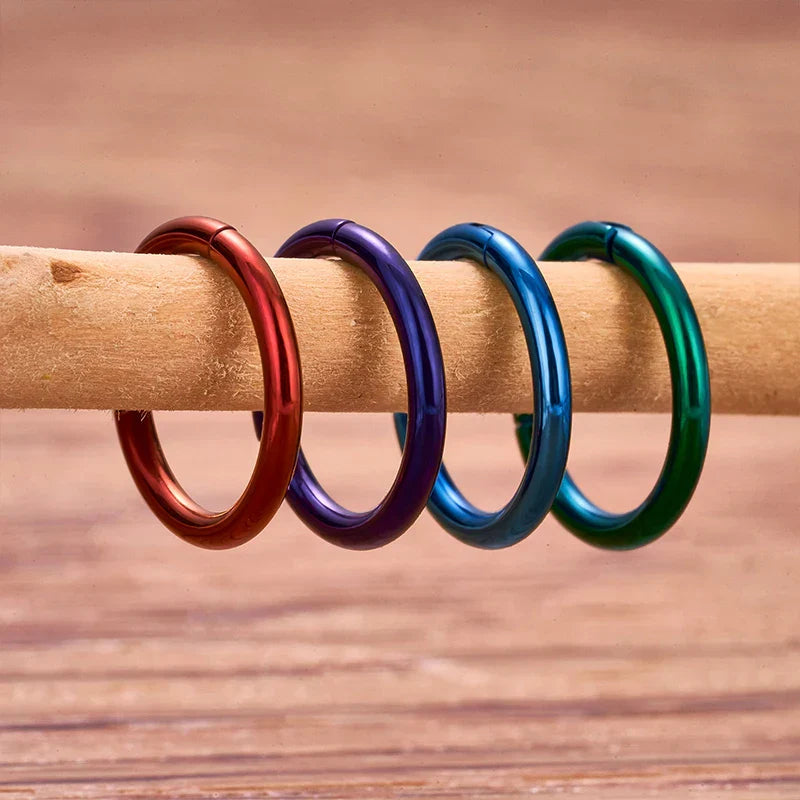 Hoop nose piercing red green purple blue ear piercing lip piercing titanium hinged segment clicker 16G 18G 20G