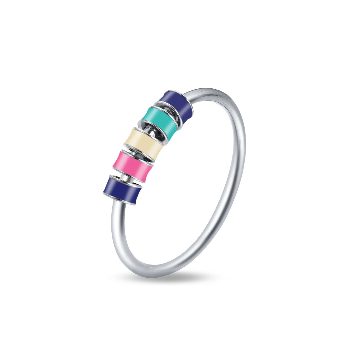 Anxiety bead ring with colorful beads sterling silver