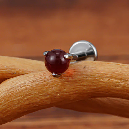 Tiny medusa piercing with natural semi-precious gemstones titanium lip stud nose stud ear stud