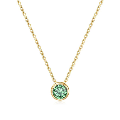 Green stone necklace with an emerald green cz stone dainty necklace