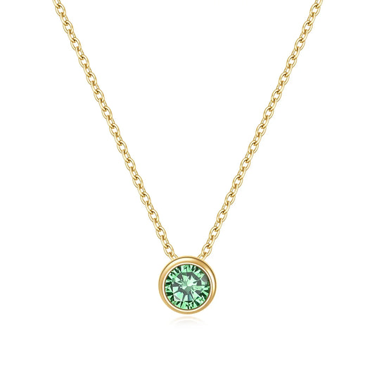 Green stone necklace with an emerald green cz stone dainty necklace