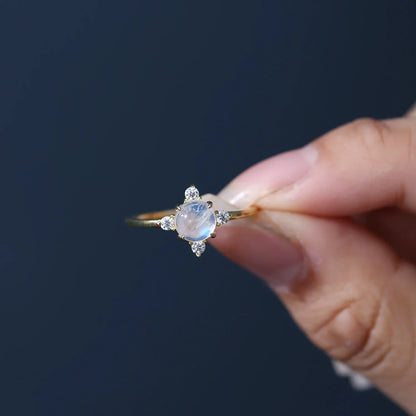 Gold moonstone ring moonstone stackable ring simple engagement ring