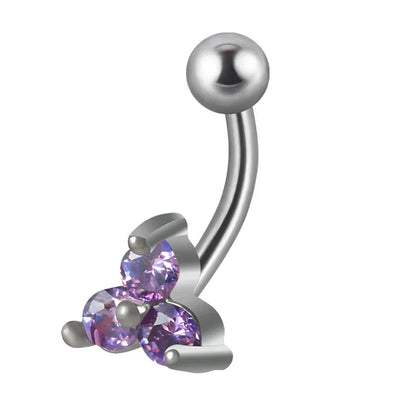 Jestrum lip piercing with 3 dots white blue opal clear CZ stone titanium curved barbell