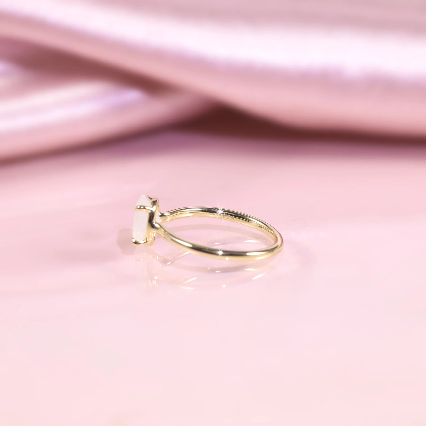 Moonstone birthstone ring simple and dainty oval moonstone ring affordable engagement ring