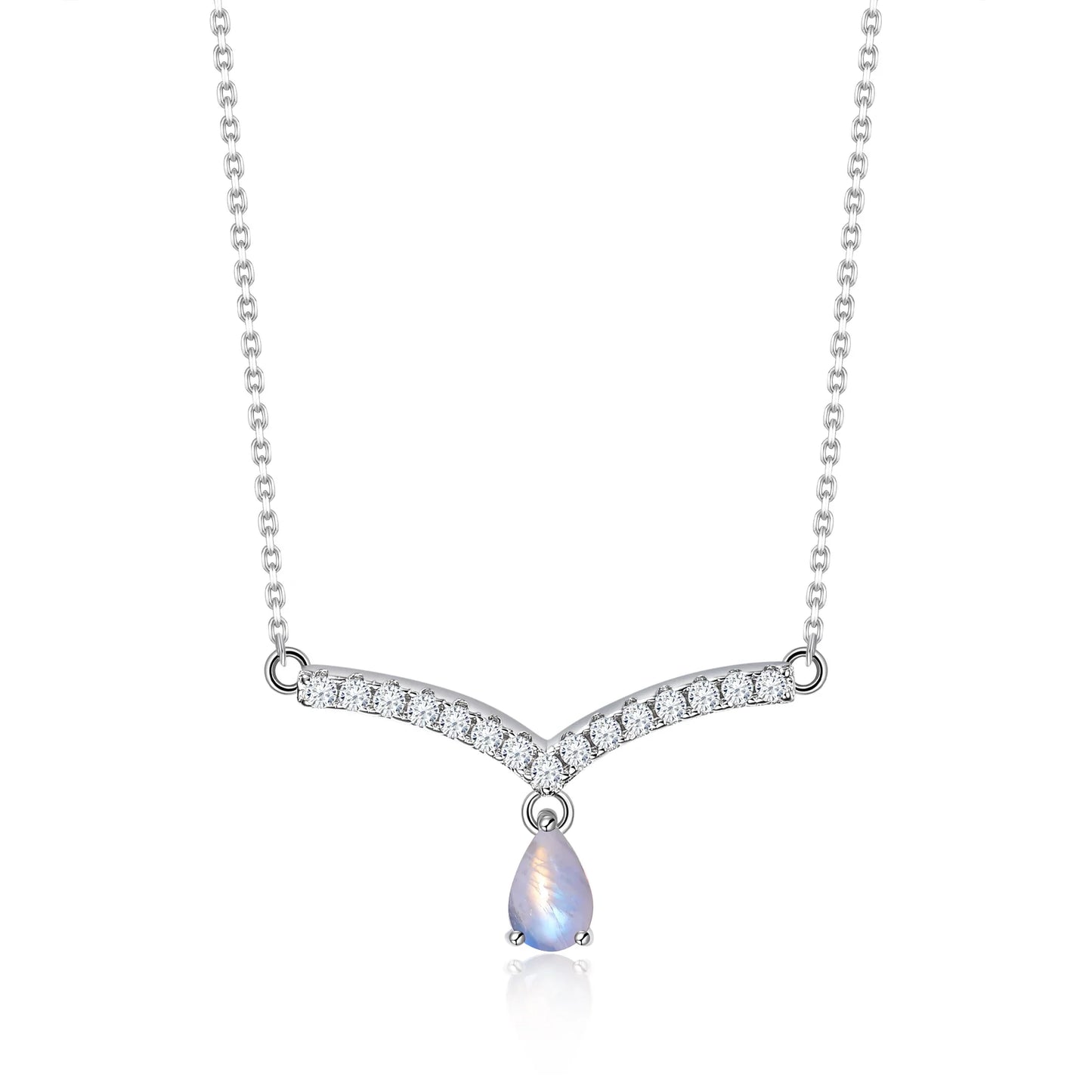 V-shape moonstone necklace curved bar necklace gift for her birthstone necklace