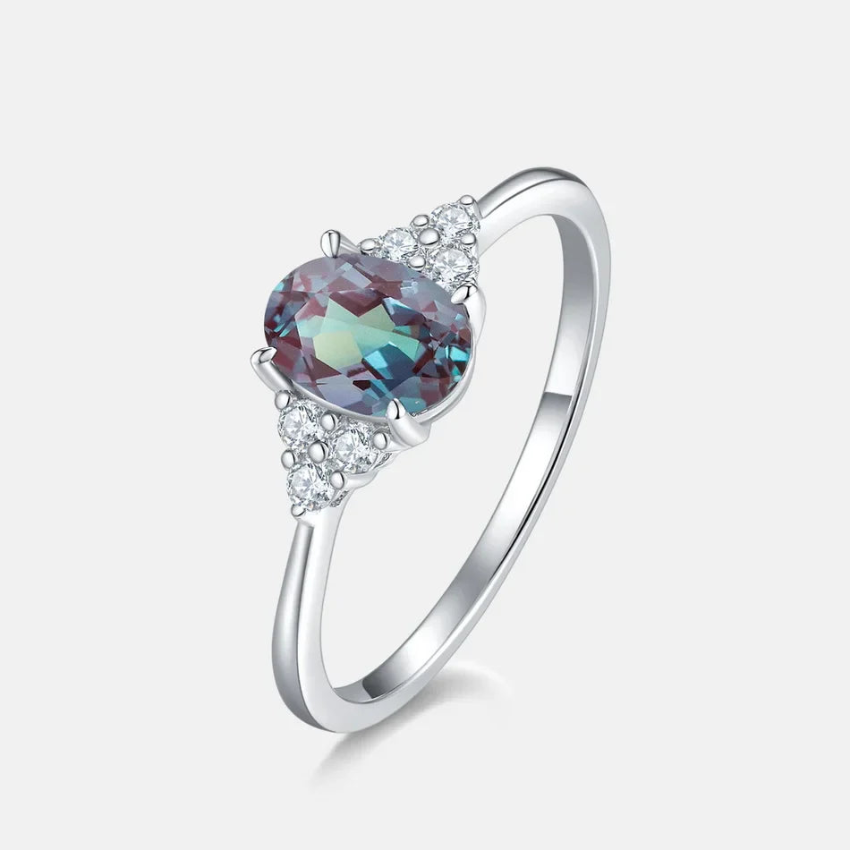 Lab created alexandrite ring color changing June birthstone