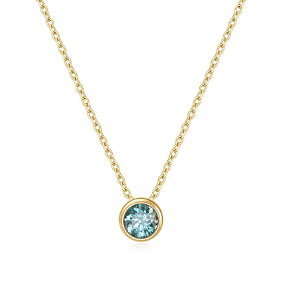 Green moissanite necklace small and dainty moissanite bezel necklace gold necklace for women