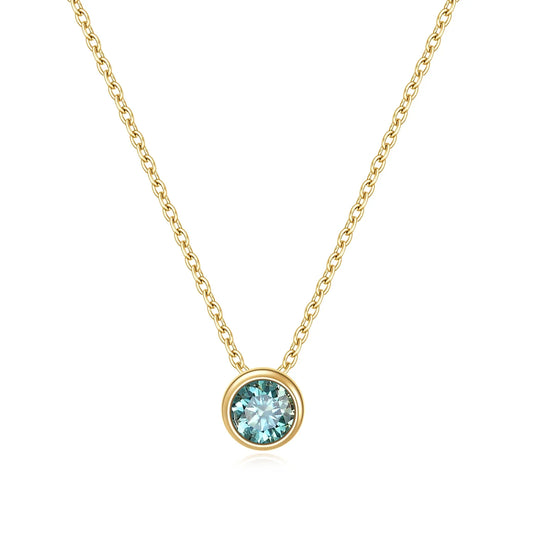 Green moissanite necklace small and dainty moissanite bezel necklace gold necklace for women