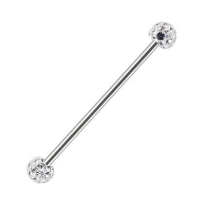 Beautiful industrial piercing with colorful crystal balls titanium industrial barbell tongue piercing jewelry