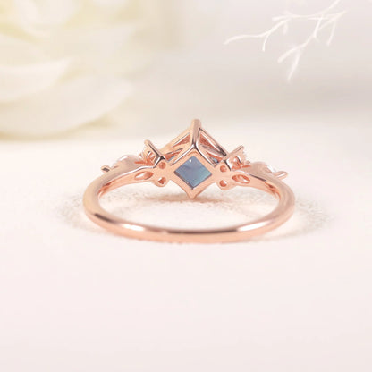 Rose gold alexandrite ring color changing