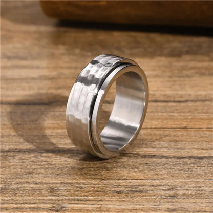 Black stainless steel spinner ring anxiety ring for men