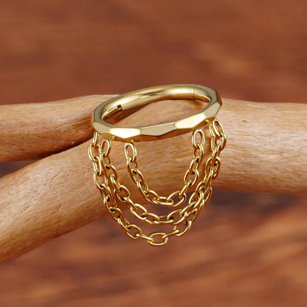 Conch ring with chains titanium 16G 10mm 12mm 8mm gold silver conch earring