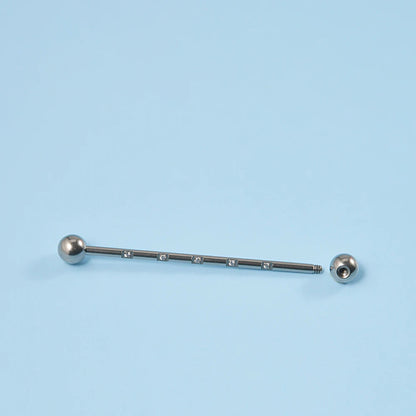 Industrial bar earring with cz 14G 38mm titanium industrial barbell piercing gold silver rose gold black