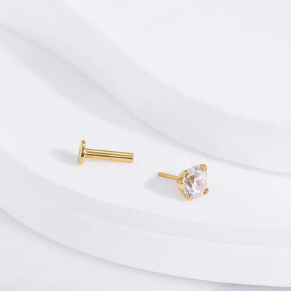 Gold stud earring with clear gemstone from Rosary Milano on white background