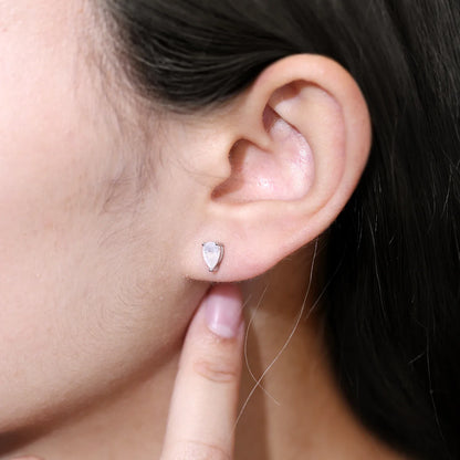 Silver moonstone earrings with teardrop moonstones stud earrings for ladies