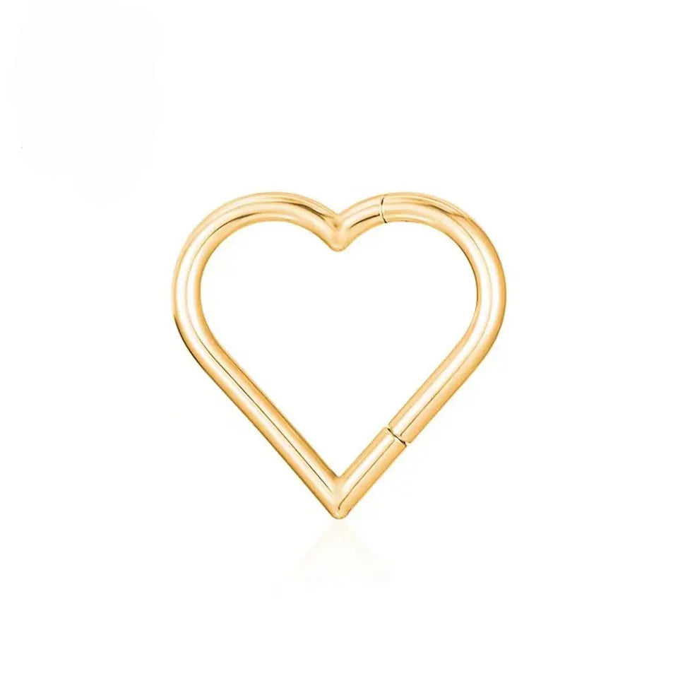 Heart septum ring 16G titanium nose ring gold silver black