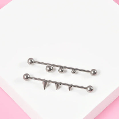 Cool industrial piercing for men for women with 3 balls titanium barbell 14G 38mm