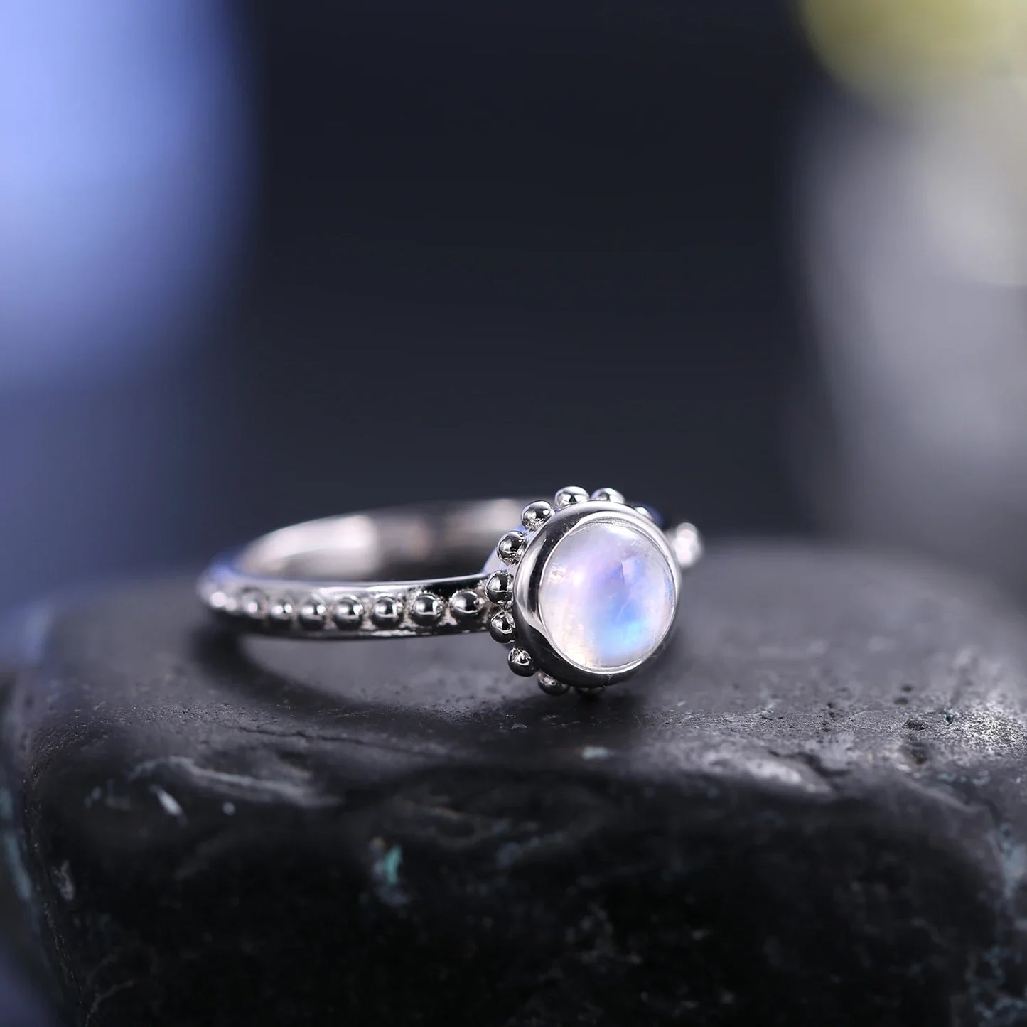 Raw moonstone ring dainty and tiny