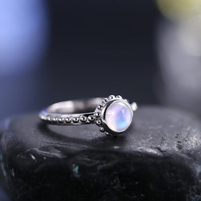 Raw moonstone ring dainty and tiny