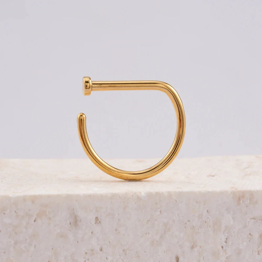 D shape nose ring 20 gauge nose ring titanium D shape nose stud 18 gauge