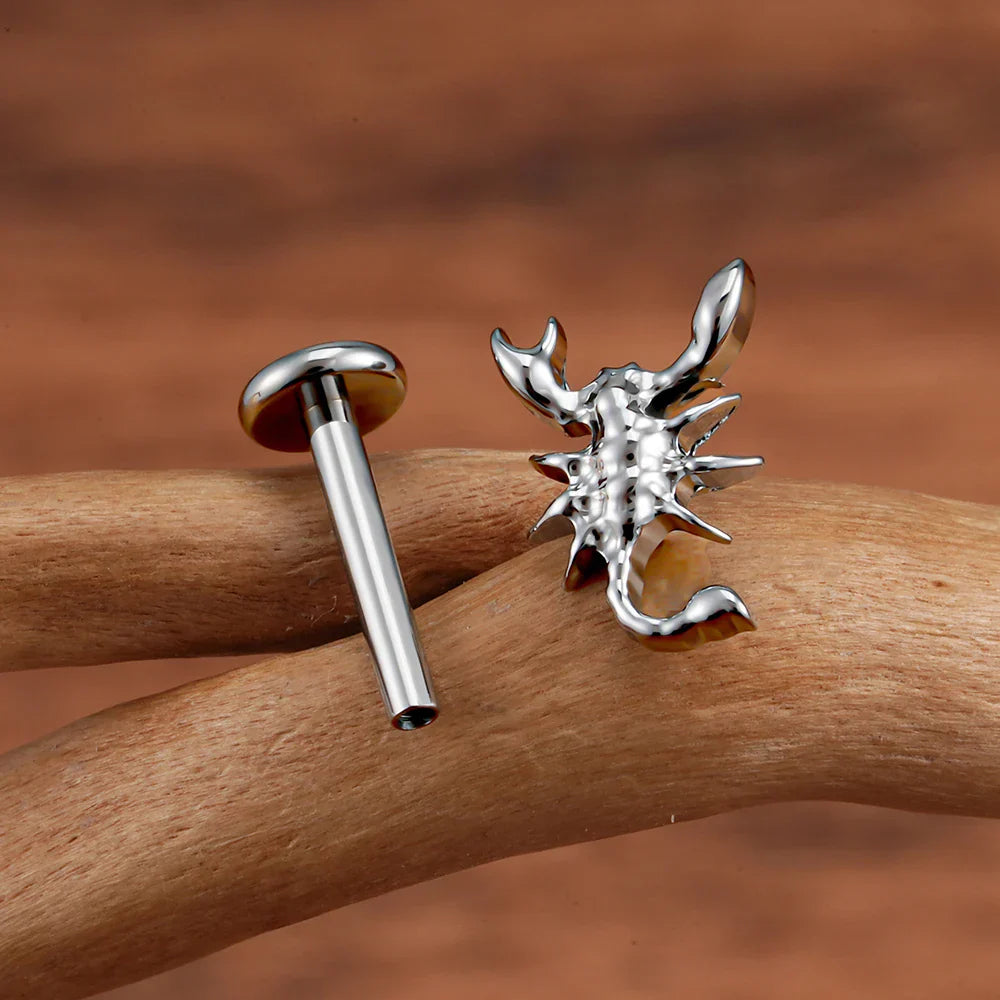 Scorpion nose stud scorpion stud earring helix piercing conch piercing titanium 16G